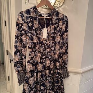 Heartloom Navy and Cream Floral Long Sleeve Dress
